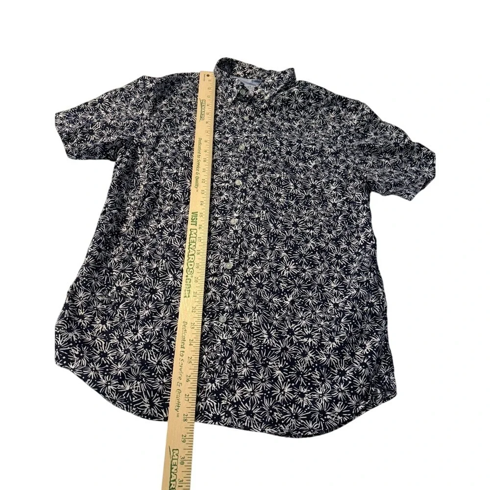 Banana Republic Men's m Slim-fit Luxe Poplin Shirt Navy white Fourth of July EUC